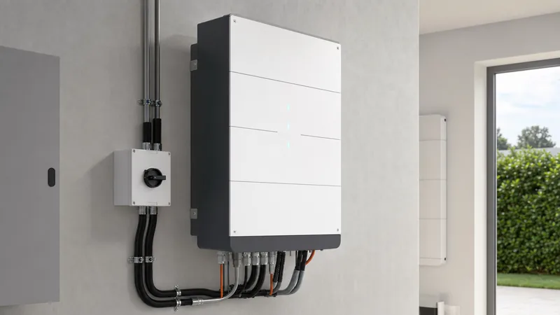 Wall mounted 10kwh battery energy storage system connected in utility room