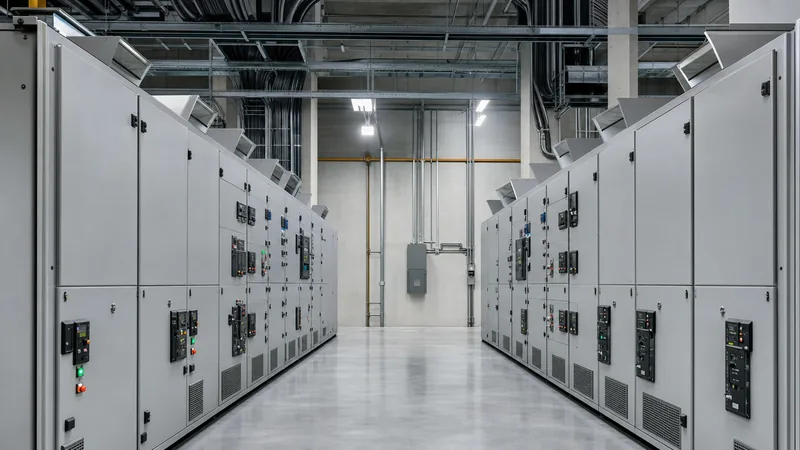 Industrial 480 arc flash switchgear assembly with arc containment ventilation and warning labels