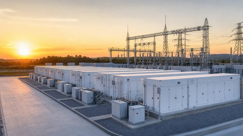 Battery energy storage system market utility installation with liquid-cooled containerised enclosures and MV transformer