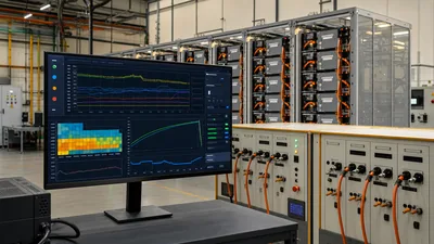 Industrial battery management system software telemetry and cell voltage monitoring on control room workstation