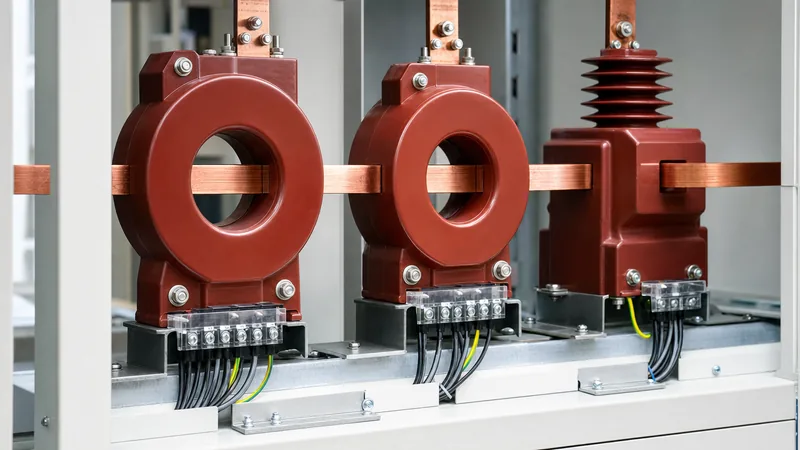 Medium-voltage current transformer ratio assembly installed inside power distribution switchgear