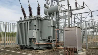 Medium voltage zigzag earthing transformer connected to a neutral grounding resistor in a utility substation