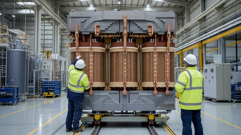 Engineers inspecting active parts inside an industrial electrical equipment manufacturer facility