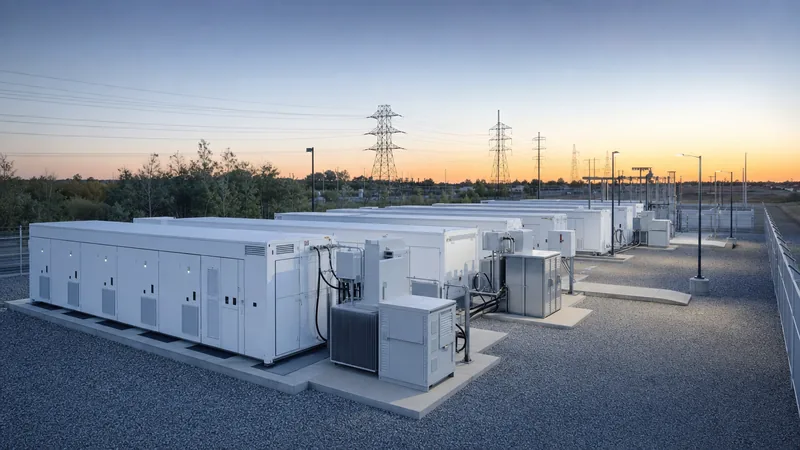 Energy shifting battery containers installed at a utility scale battery storage facility with step-up transformers