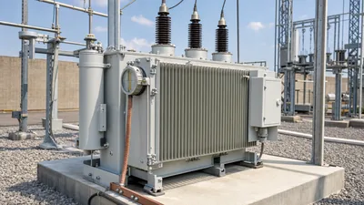 Three-phase medium-voltage grounding transformer installed in an electrical substation