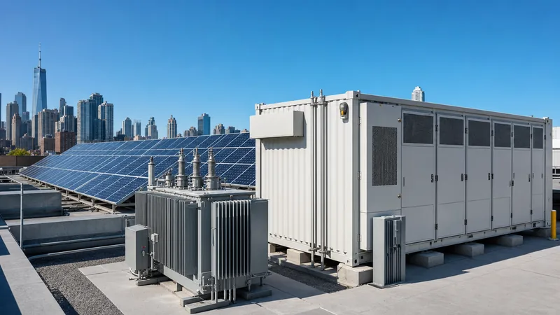 Photovoltaic array and commercial battery storage showing how much do solar panels cost in New York