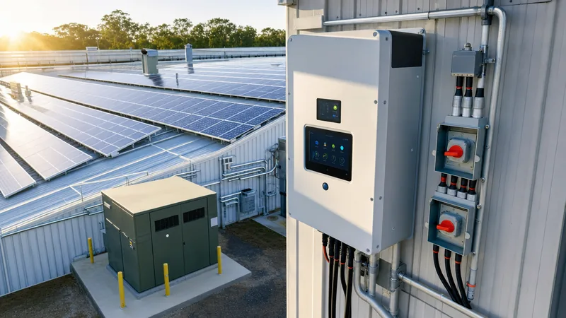 How on grid solar system works showing solar inverter and grid connection equipment