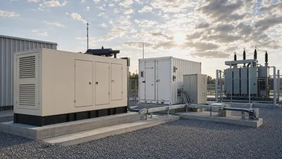 Industrial hybrid generator battery systems installed with containerised BESS and step-up transformer substation