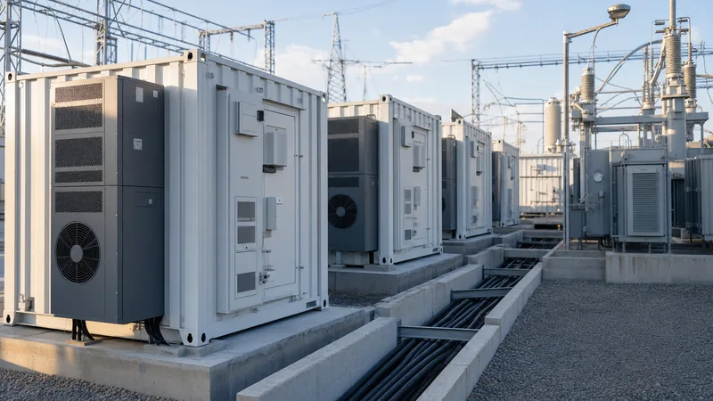 Industrial power bank energy storage container installation at a manufacturing facility