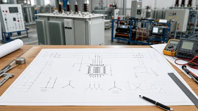 Iron core transformer symbol illustrated on an electrical schematic diagram with engineering notes
