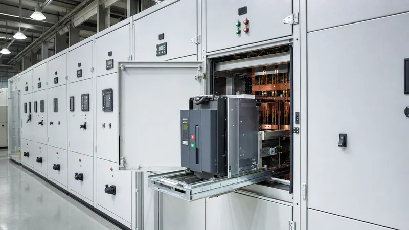 15kV metal clad switchgear lineup installed in an industrial substation control room