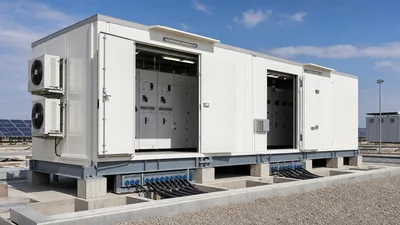Modular substation building installed on concrete piers at a utility-scale renewable energy substation