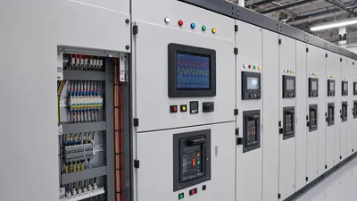 Microprocessor protector relay mounted on medium voltage substation switchgear panel