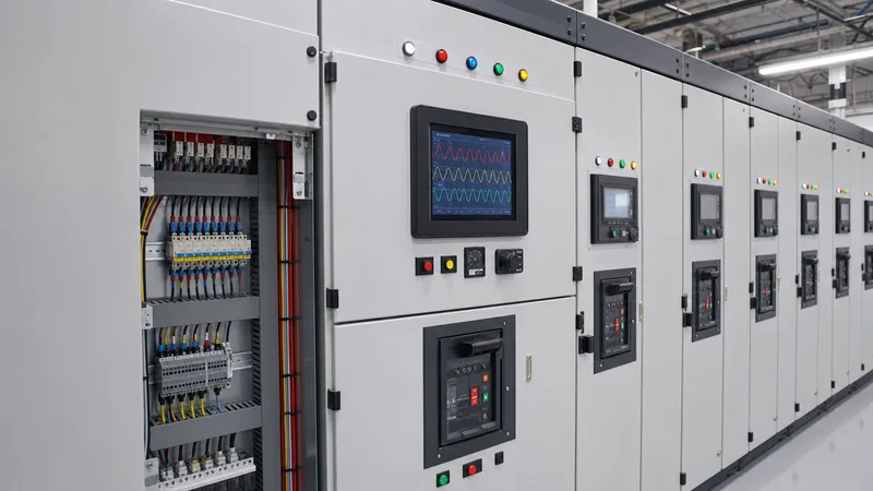 Microprocessor protector relay mounted on medium voltage substation switchgear panel