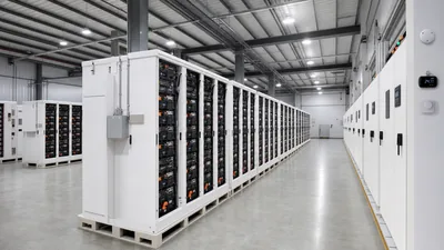 Industrial warehouse storing battery modules to protect the shelf life of batteries