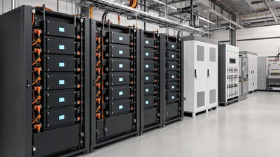 Industrial and commercial solar batteries installed in an energy storage rack