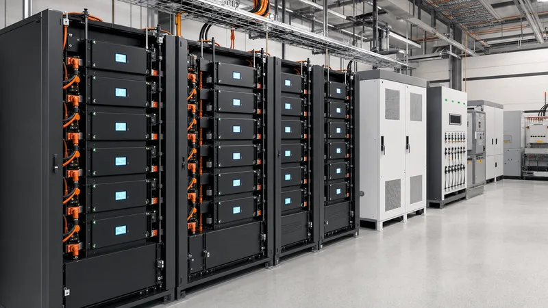 Industrial and commercial solar batteries installed in an energy storage rack