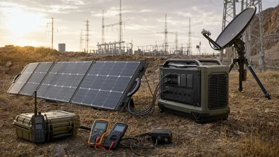Rugged solar powered survival gear and portable battery storage deployed in the field