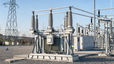 High-voltage SSVT substation installation providing auxiliary station service power from a transmission line