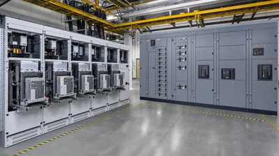 Industrial switchgear vs switchboard assembly line-up in modern electrical distribution room