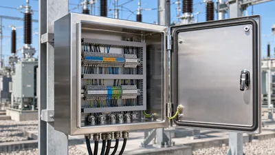 Heavy duty stainless steel terminal box outdoor installed in an electrical distribution substation