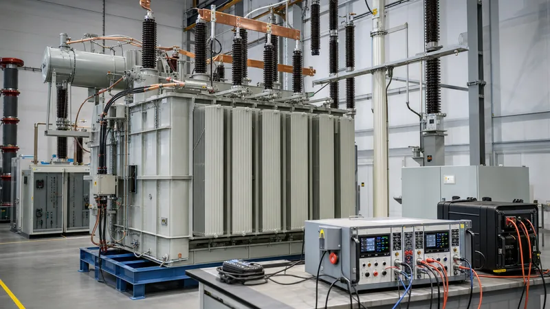 Transformer equivalent circuit testing and parameter measurement on a large power transformer in a high-voltage test lab
