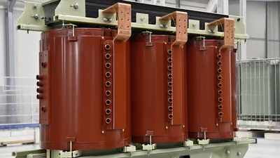 Industrial dry type transformer insulation coils made with cast resin and copper busbars