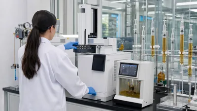 Transformer oil testing laboratory conducting dielectric breakdown and dissolved gas analysis on insulating fluid sample