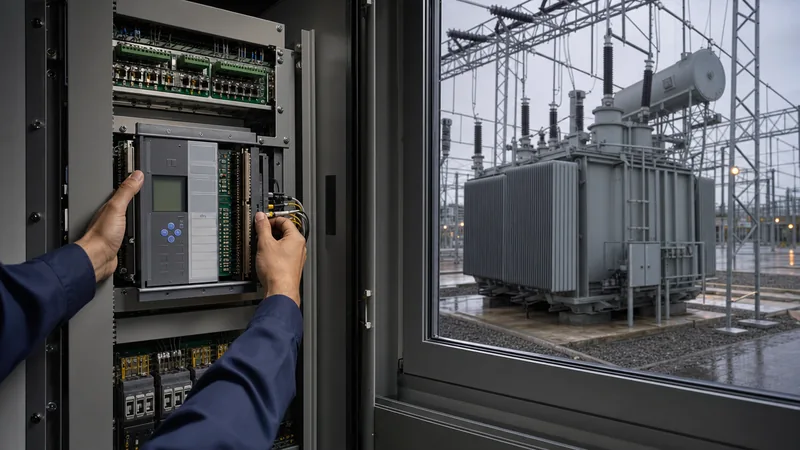 Microprocessor transformer protection relay panel installed in an electrical substation