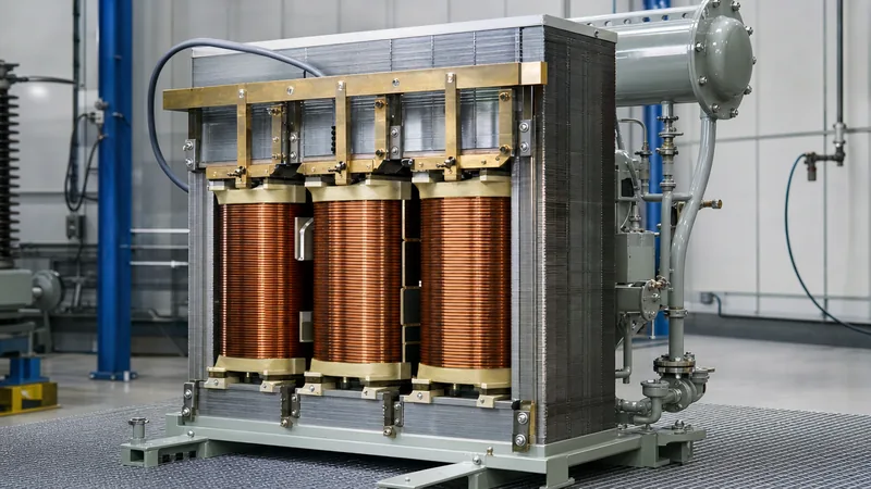 Substation transformer rated by their capacity in kVA undergoing factory testing