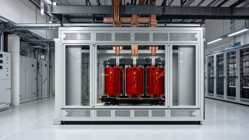 High-efficiency dry-type transformers for data centers installed in a mission-critical power distribution room
