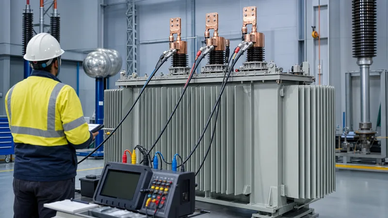 Testing vector group of transformer configuration in an electrical equipment testing facility
