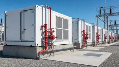 Water based fire suppression systems piping and valves on utility scale battery storage containers