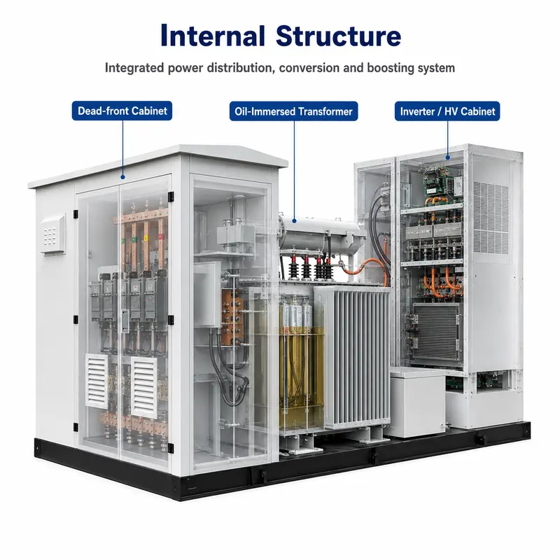10/0.4 kV PV Inverter Boosting Box Substation (America Type) — internal structure