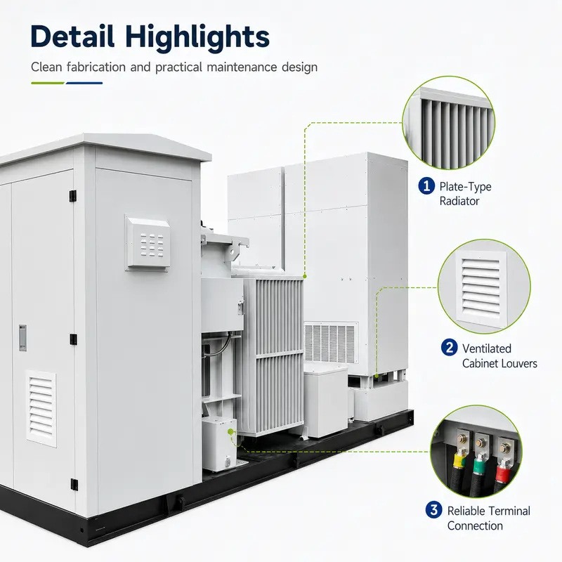 10/0.4 kV PV Inverter Boosting Box Substation (America Type) — workmanship detail