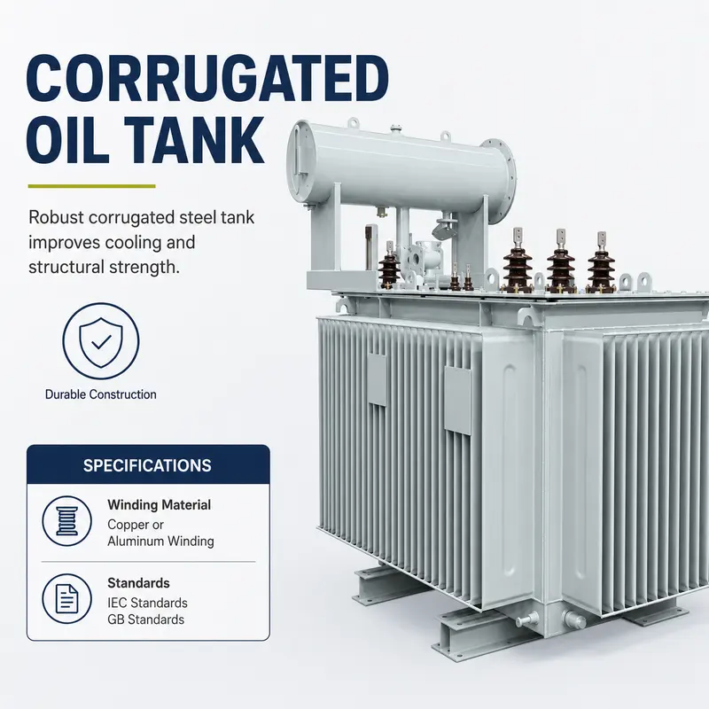100–1600kVA 11/13.8/22/30/33kV Three-Phase Oil-Immersed Power Transformer — construction and materials detail