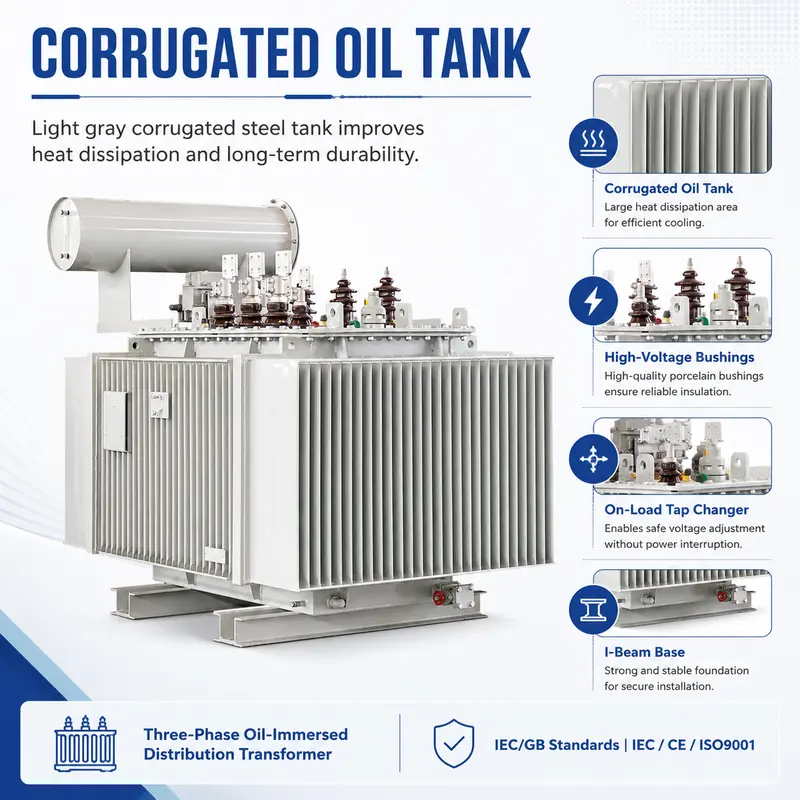 100–2000kVA 33/35kV Three-Phase Oil-Immersed Distribution Transformer — construction and materials detail