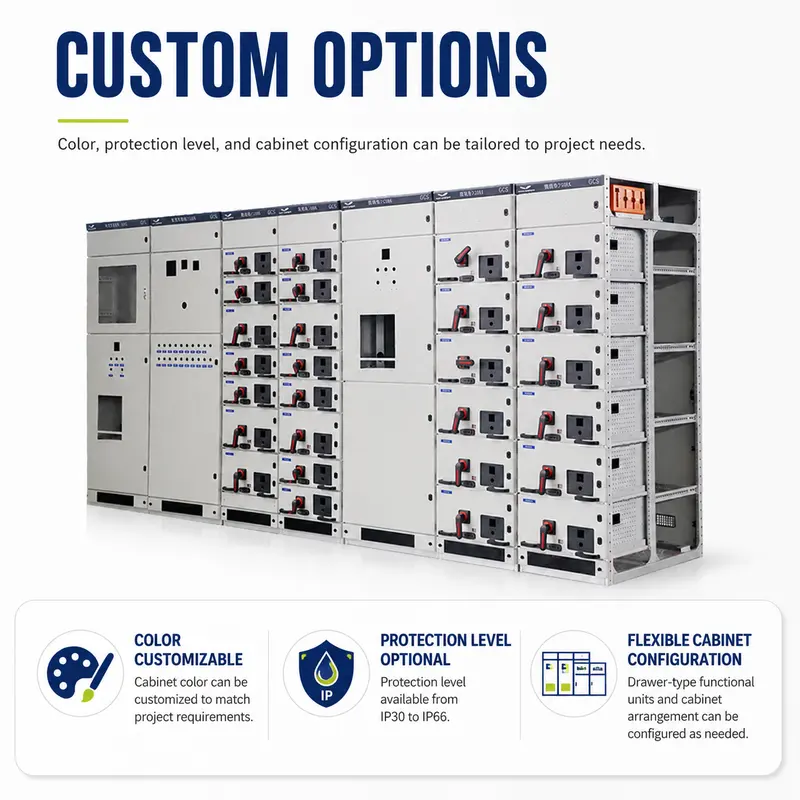 1000V Low Voltage Withdrawable Switchgear Panel (1600A, IP65, Galvanized Steel) — customisation options