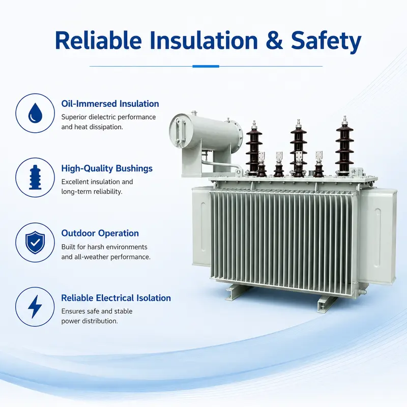 11/33kV Three-Phase Oil-Immersed Power Transformer (1000kVA–10MVA, Copper Winding) — safety and protection features