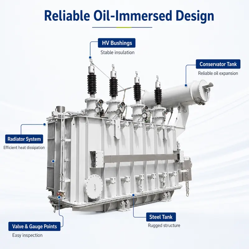 110 kV 12500 kVA Three-Phase Dual-Winding Oil-Immersed Power Transformer — specification and nameplate detail