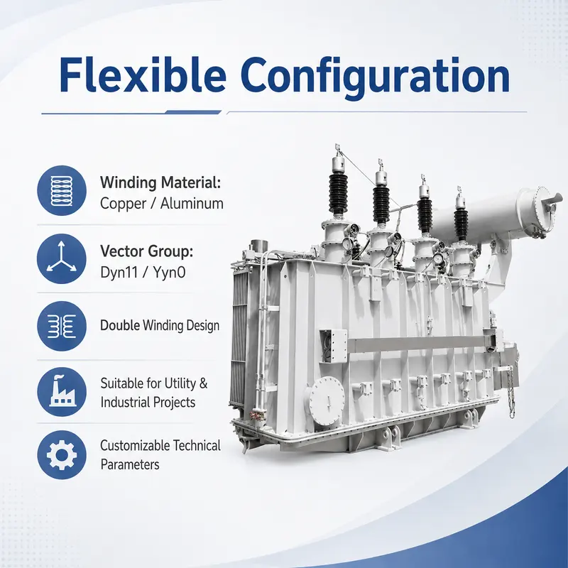 110 kV 12500 kVA Three-Phase Dual-Winding Oil-Immersed Power Transformer — safety and protection features
