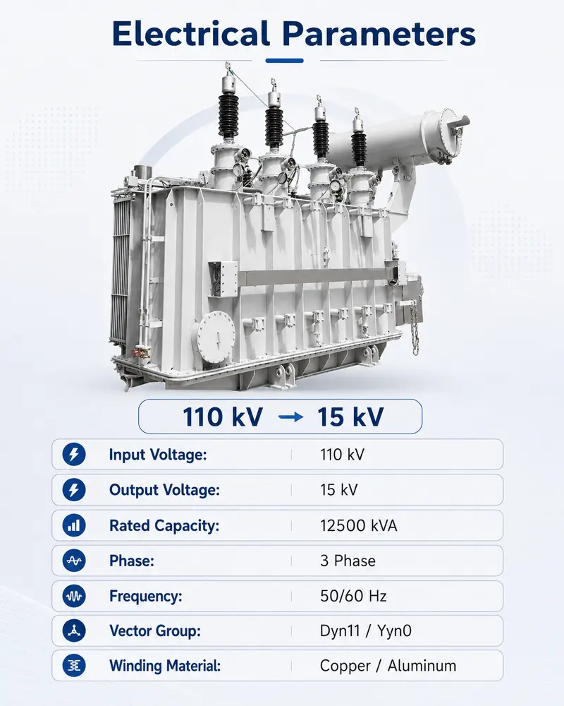110 kV 12500 kVA Three-Phase Dual-Winding Oil-Immersed Power Transformer — workmanship detail