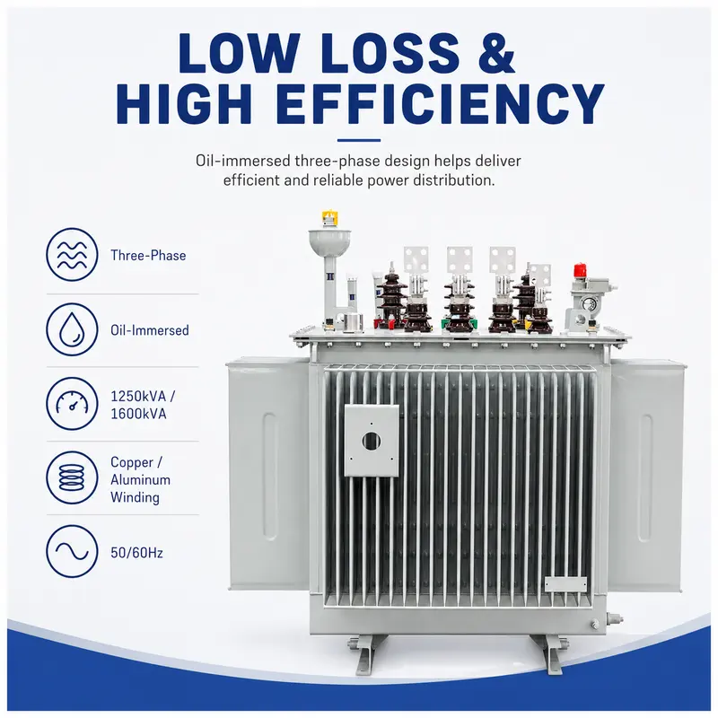 1250kVA & 1600kVA Three-Phase Oil-Immersed Step-Up / Step-Down Power Transformer (CE) — safety and protection features