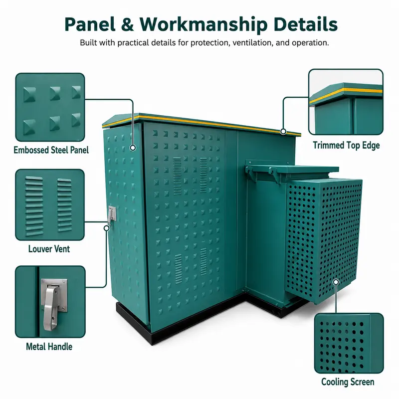 13.8 kV / 480 V American-style Oil-Immersed Pad-Mounted Transformer — workmanship detail