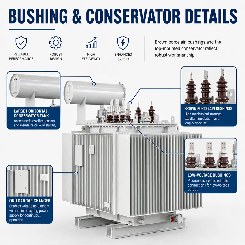 1500–2500kVA 6kV–35kV Variable Three-Phase Oil-Immersed Power Transformer — workmanship detail