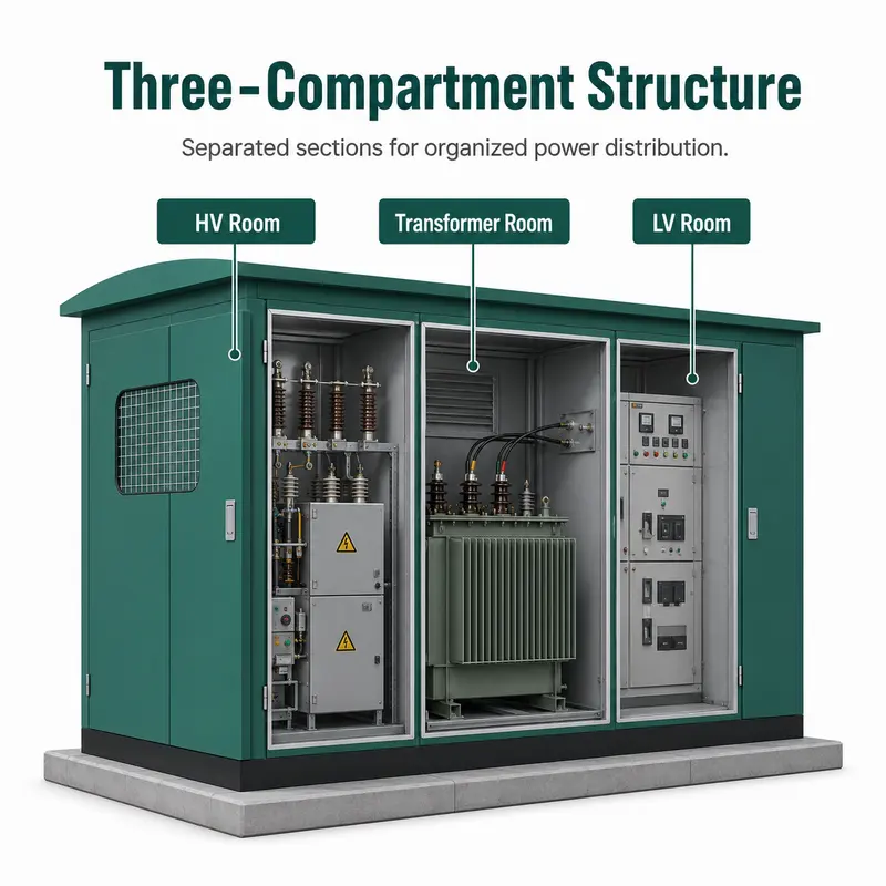 1500 kVA 33 kV Compact European Box-type Substation — internal structure