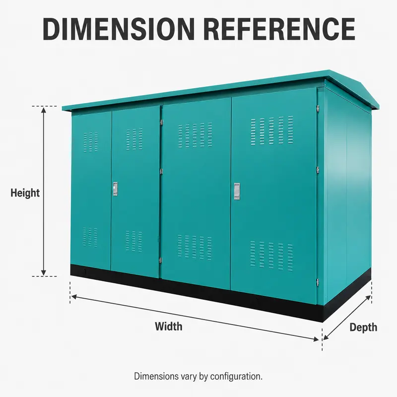 1600 kVA 12/0.4 kV Compact Box Substation — dimensions and layout