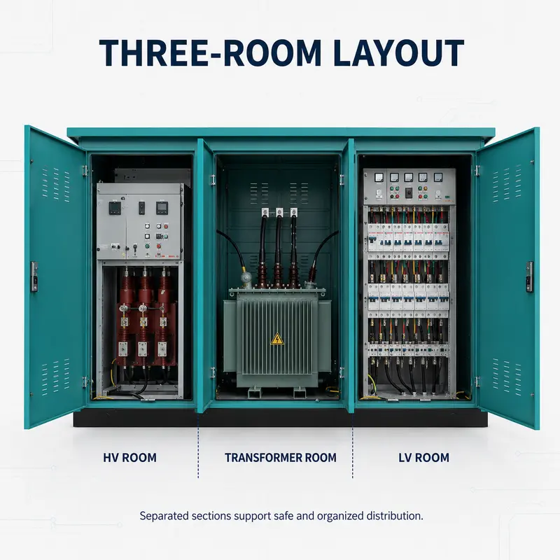 1600 kVA 12/0.4 kV Compact Box Substation — internal structure