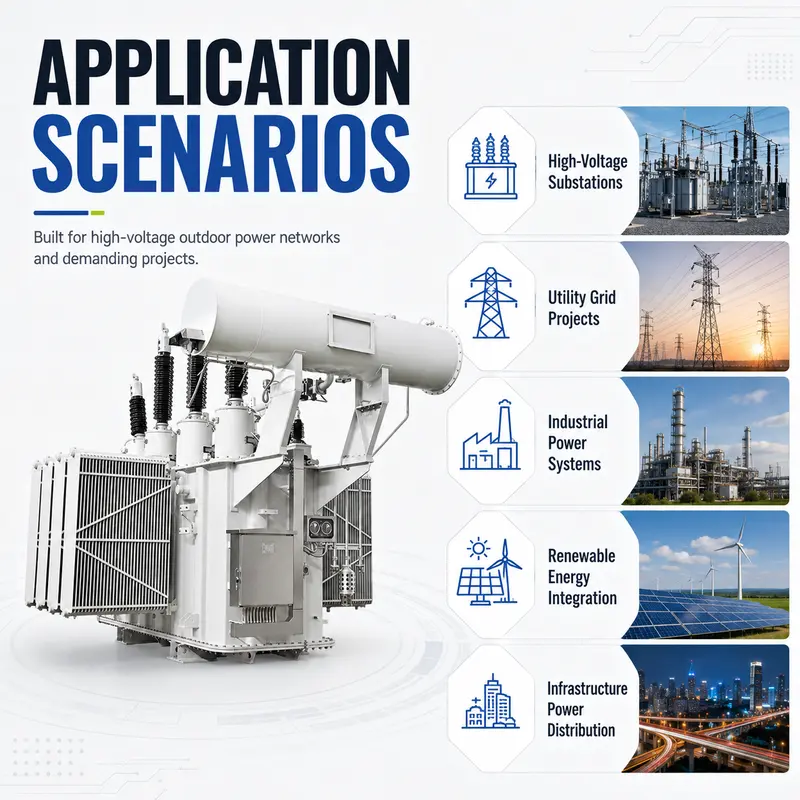 220/230kV Three-Phase Oil-Immersed Power Transformer (31500–420000kVA, 50/60Hz) — typical application
