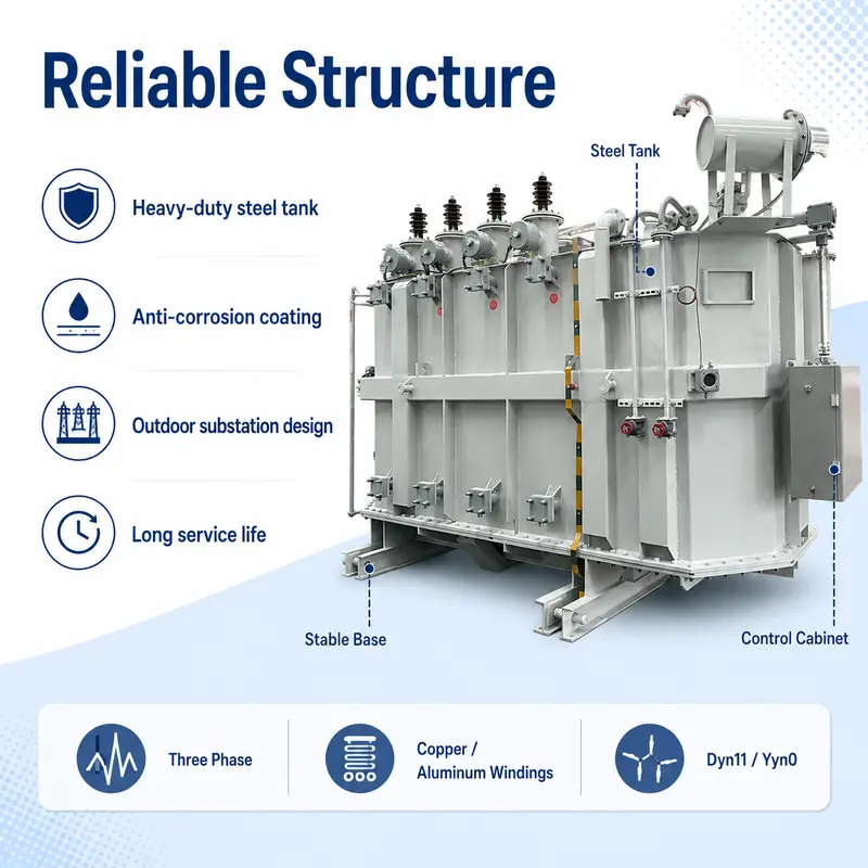32 / 40 / 50 MVA Oil-Immersed Power Transformer 110–115 kV to 10.5 kV — safety and protection features